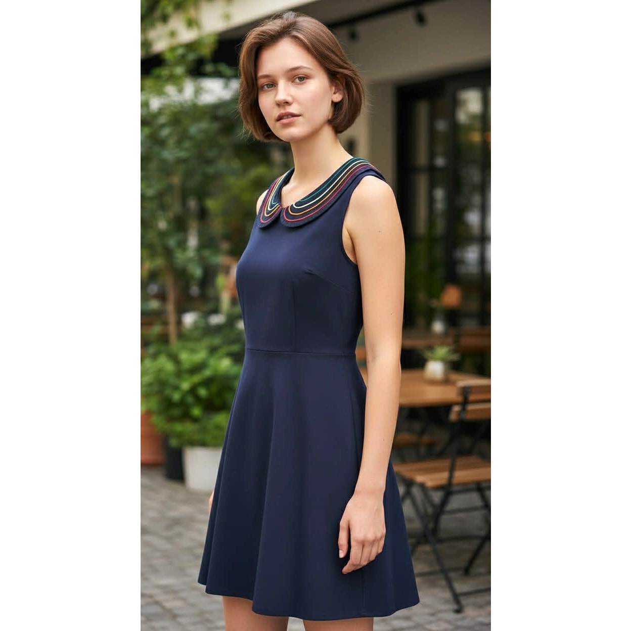 ModCloth Retro-Inspired Navy Fit & Flare Dress – Size M