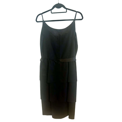 Vintage 1960s Alfred Werber St Louis Black Tiered Crepe Dress