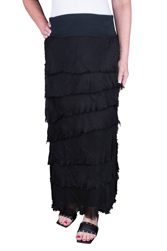 Elisa Silk Ruffle Skirt – Versatile One-Size Made in Italy