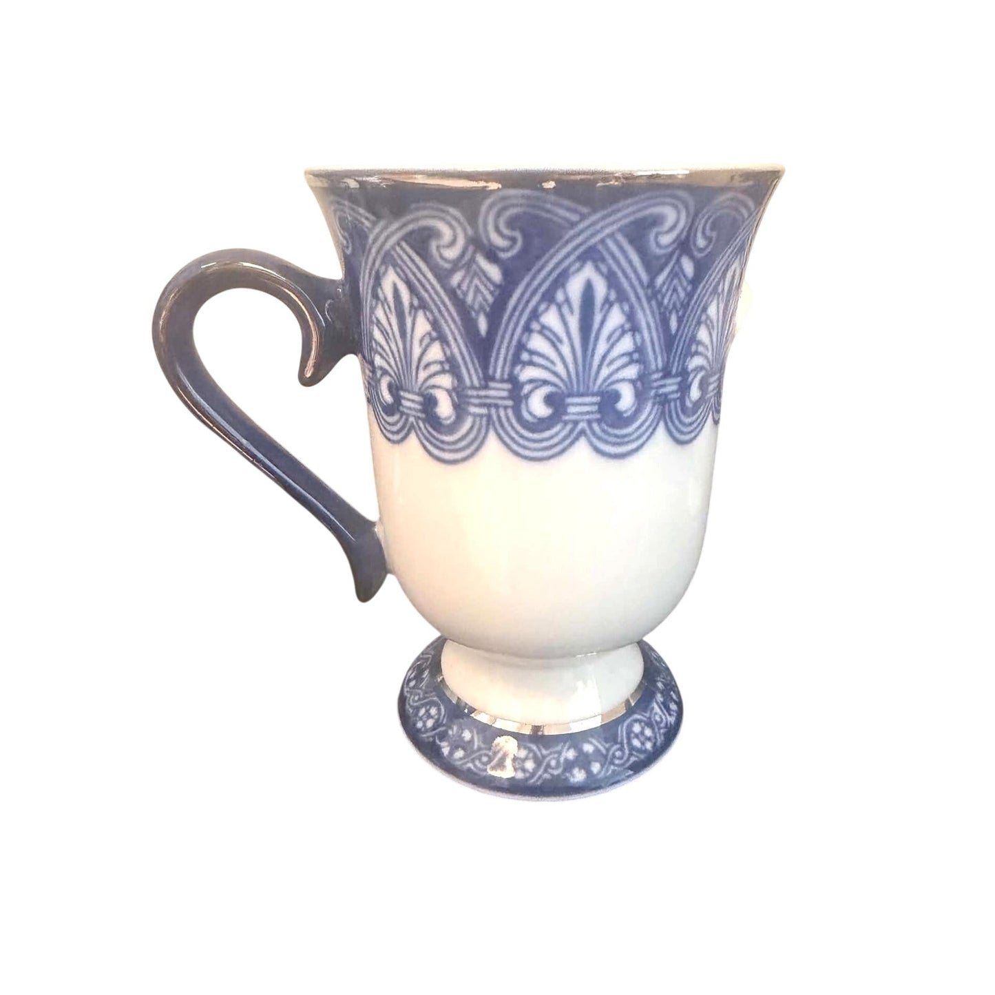 Bombay Company Vintage Bombay Blue & White Pedestal Tea Cups Set of 6