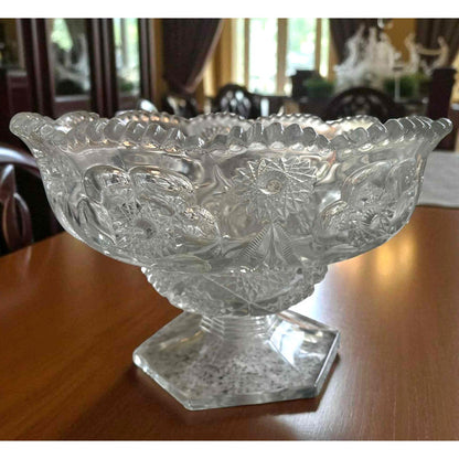 ONY ONE!!! Antique Early American Crystal Pedestal Bowl 1890s–1910s