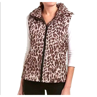 cabi Juliet Leopard Print Puffer Vest | Brown | Curated Classic