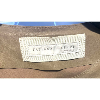 ONLY ONE!!! Fabiana Filippi Italy Leather Suede Coat Jacket Size S Taupe Beige Drawstring