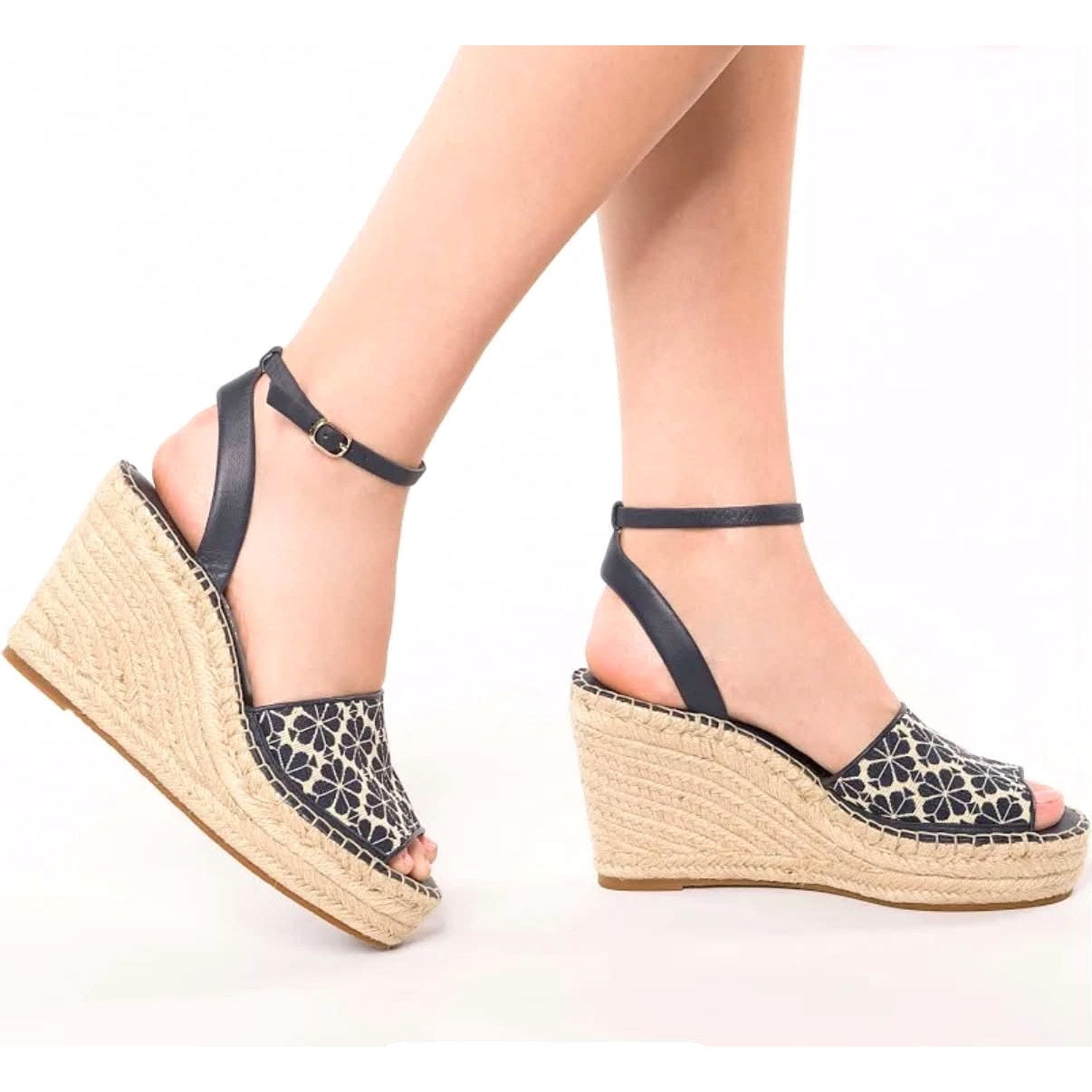 Kate Spade Fab Spade Flower Jacquard Espadrille Wedge Sandals 9.5M