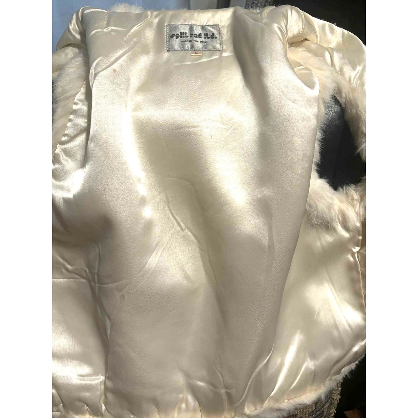 ONLY ONE!!! Vintage Split End Ltd. Boho Genuine Cream Rabbit Fur Vest Size L