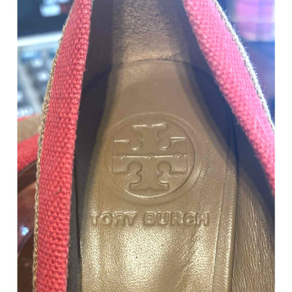 ONLY ONE!!! Tory Burch $250 LIMITED JOELLE Linen Block Platform Heels ~ Size 6M