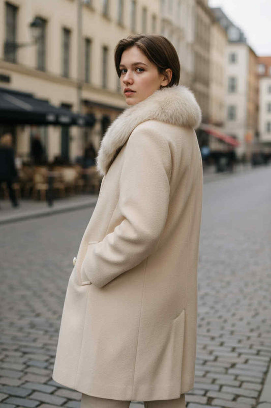 ONLY ONE!!! Vintage 1960s Madigans Wool Coat w/Removable Real Fur Collar