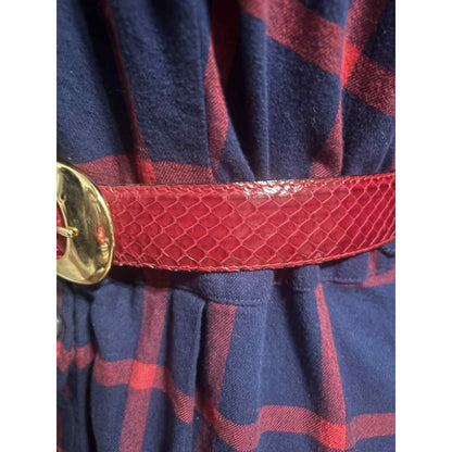 ONLY ONE!!! Araldi 1930 Red Genuine Reptile Leather Belt – Gold Statement Buckle Made in Italy