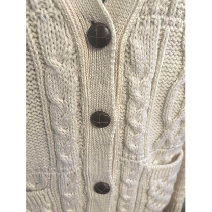 ONLY ONE!!! Vintage Chunky Irish Aran Crafts Handknit Wool Cardigan ~ Size M