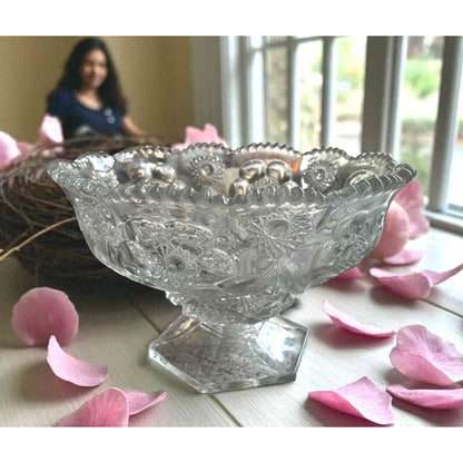 ONY ONE!!! Antique Early American Crystal Pedestal Bowl 1890s–1910s