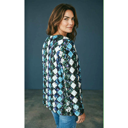 Vintage 1980s Sequin Silk Jacket Temptations ~ Size M