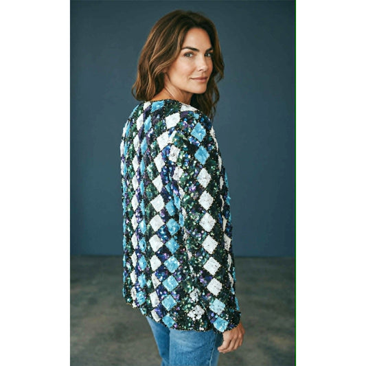 Vintage 1980s Sequin Silk Jacket Temptations ~ Size M