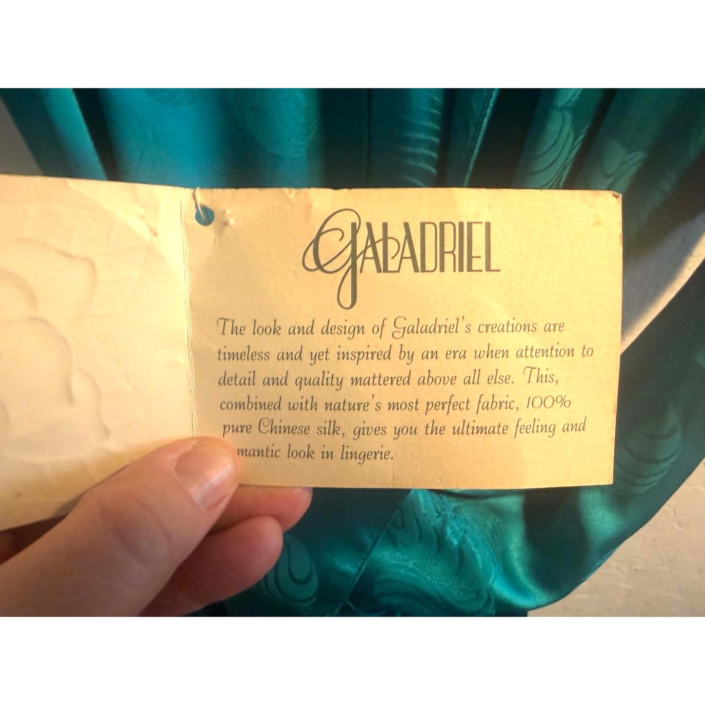 Vintage Galadriel 100% Pure Silk Teal Robe with Belt & Pockets NWT