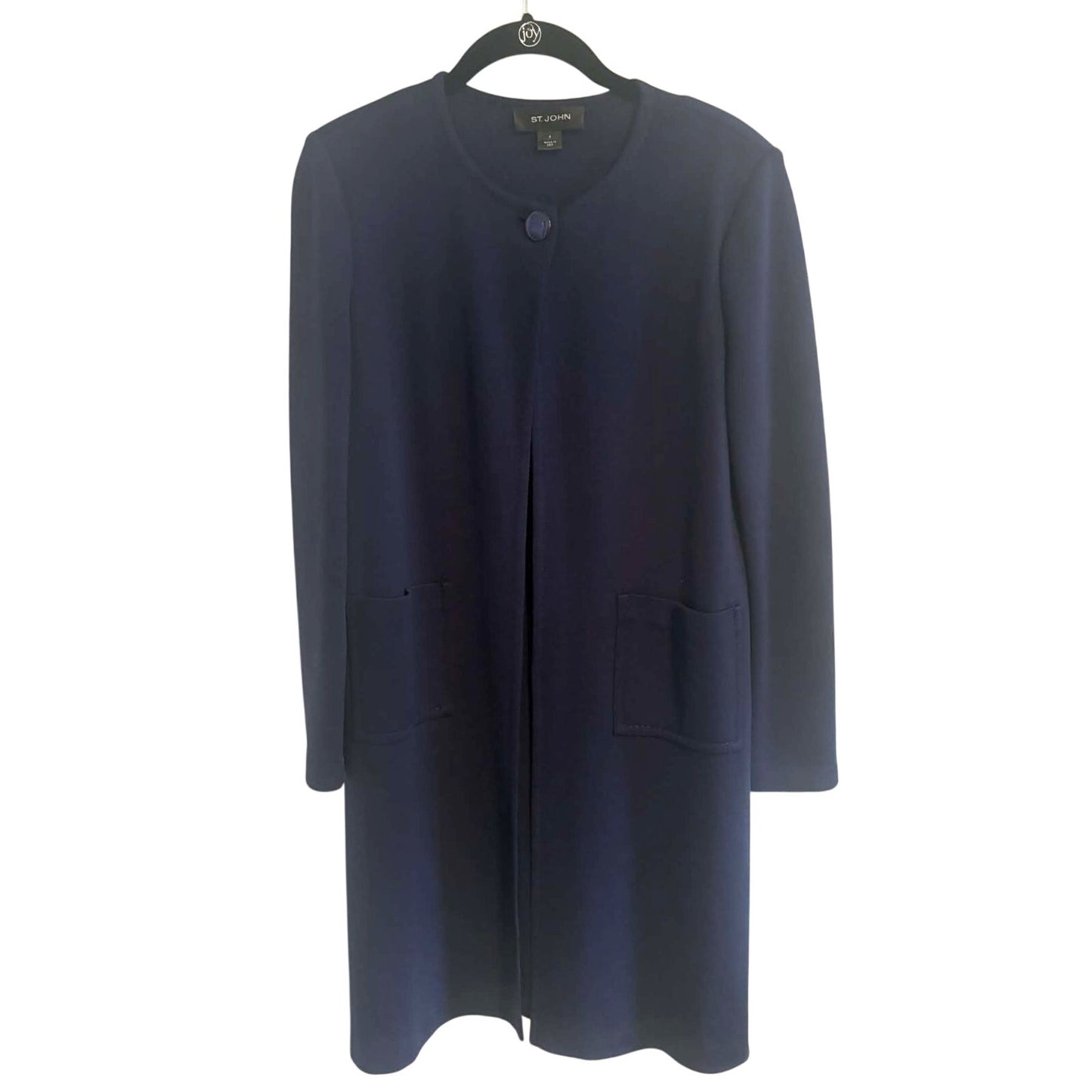 St John Navy Knit Duster Coat Size 4 Made USA