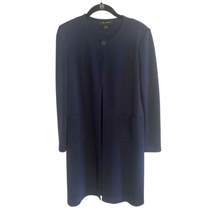 St John Navy Knit Duster Coat Size 4 Made USA