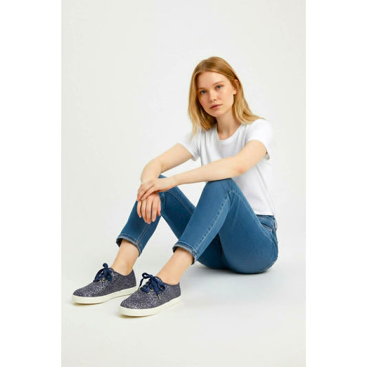 Keds Kate Spade Blue Glitter Sneakers Shoes 8.5 M