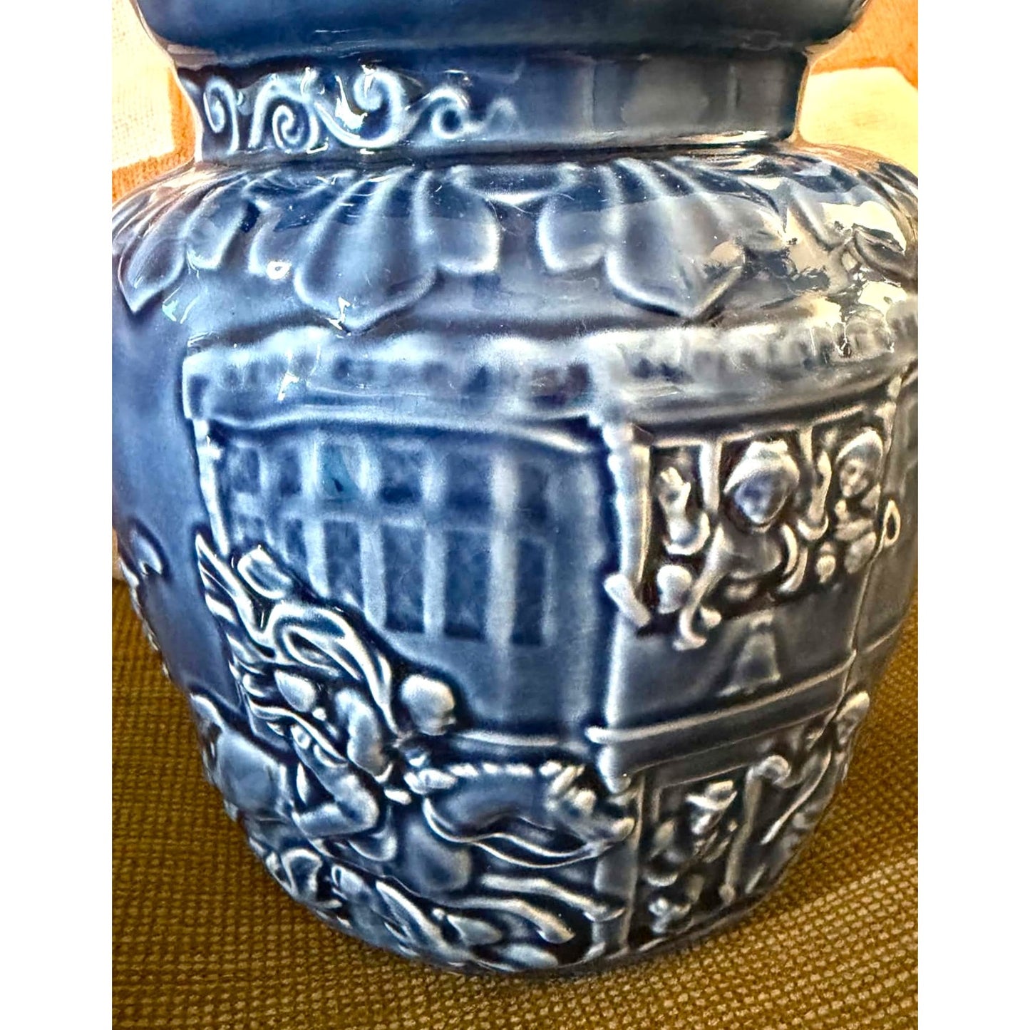 Vintage Arthur Wood Blue Majolica Pitcher | Made in England