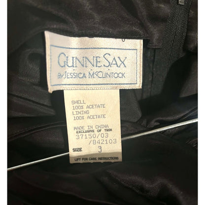 ONLY ONE!!! Vintage Gunne Sax Jessica McClintock Black Strapless Satin Cocktail Dress ~ Size 3