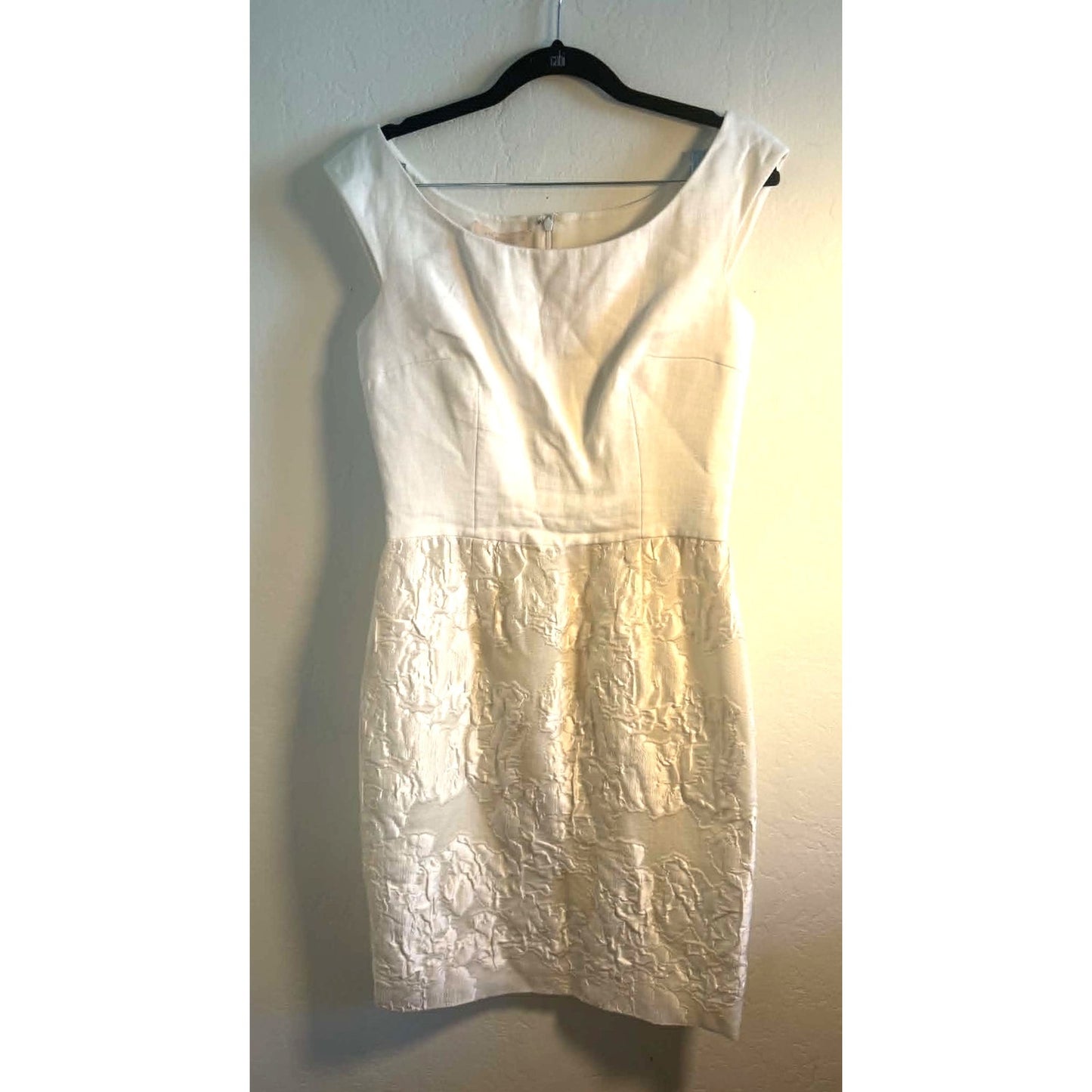 Giambattista Valli Paris Ivory Linen Silk Jacquard Dress IT 42 Italy Spring 2014
