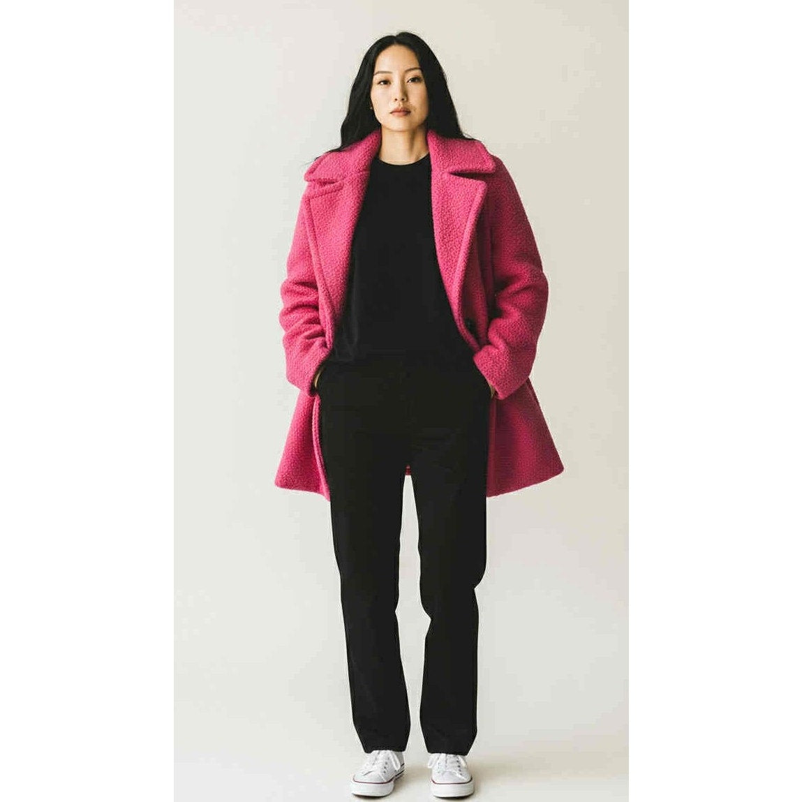 ONLY ONE!!! NVLT Textured Pink Boucle Coat Wool Winter Coat ~ Sz M