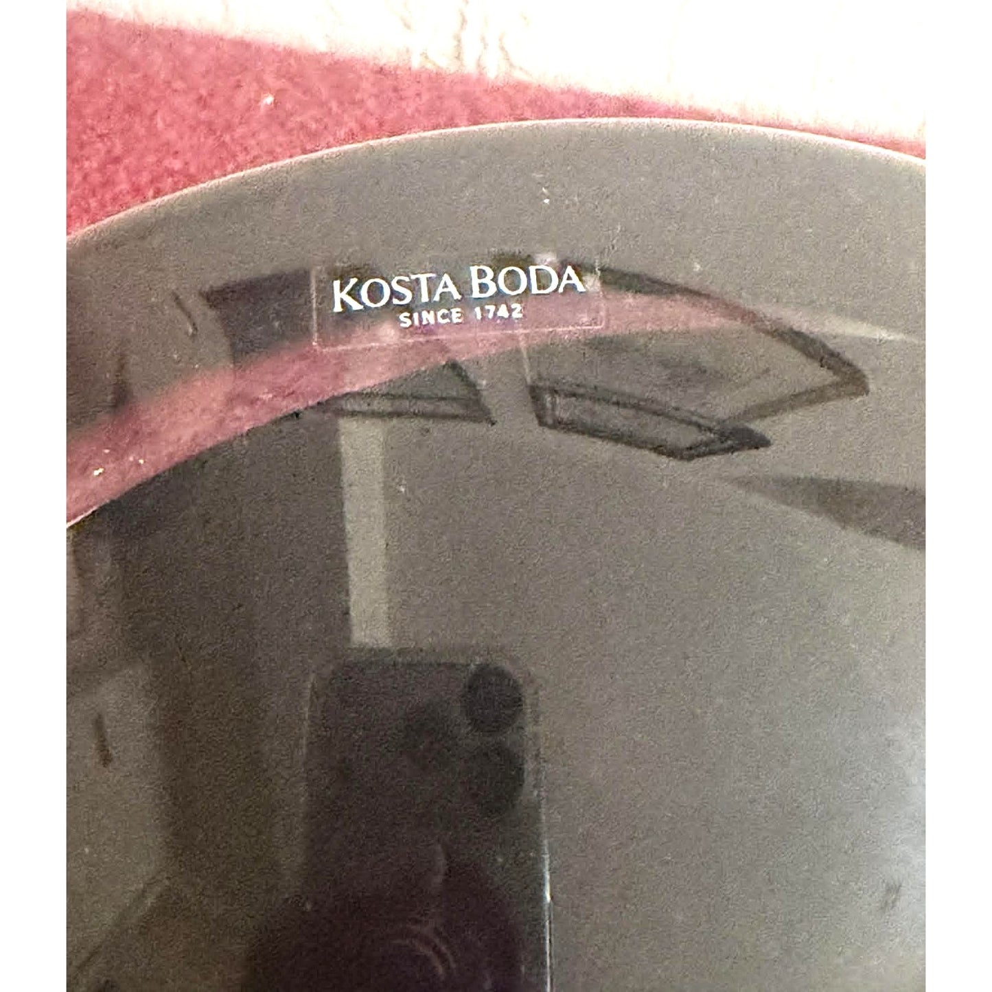 Vintage Kosta Boda Atoll Black Clear Swirl Art Glass Bowl