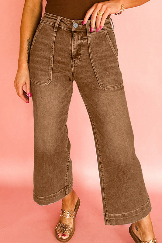 Breen Cropped High-Rise Wide Leg Jeans – Vintage Inspired Stretch Denim
