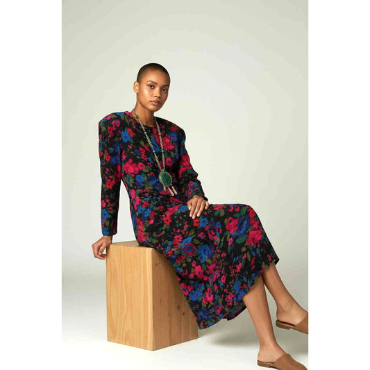 ONLY ONE!!! Vintage Louis Féraud Silk & Viscose Floral Dress – Size 6