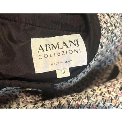 Armani Collezioni Single-Breasted Multicolor Tweed Jacket US 10 IT 46
