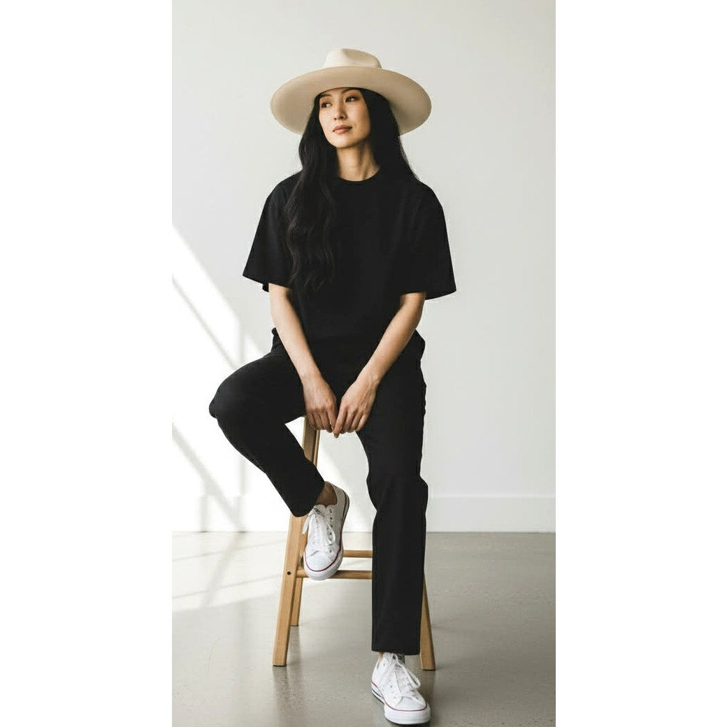 ONLY ONE!!! Vintage Ted Lapidus Paris Cream Wool Felt Wide Brim Hat France