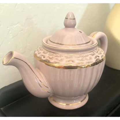 Vintage Pink Lavender Gold Teapot Made in Japan
