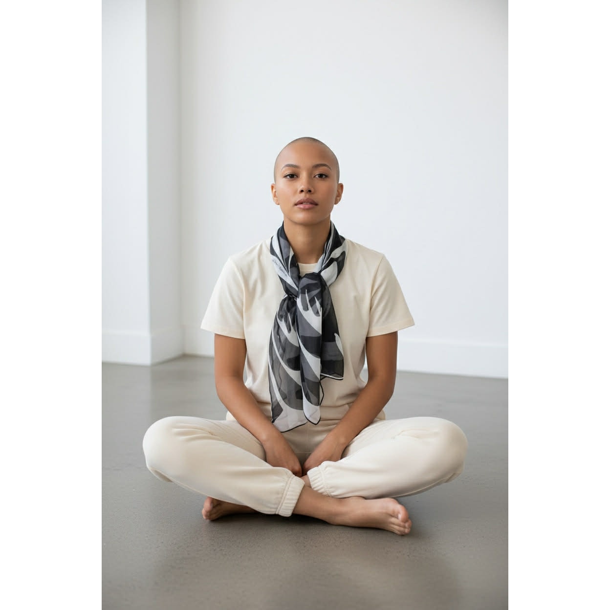 ONLY ONE!!! Vintage Vera Neumann Signed Black & White Silk Chiffon Oblong Scarf