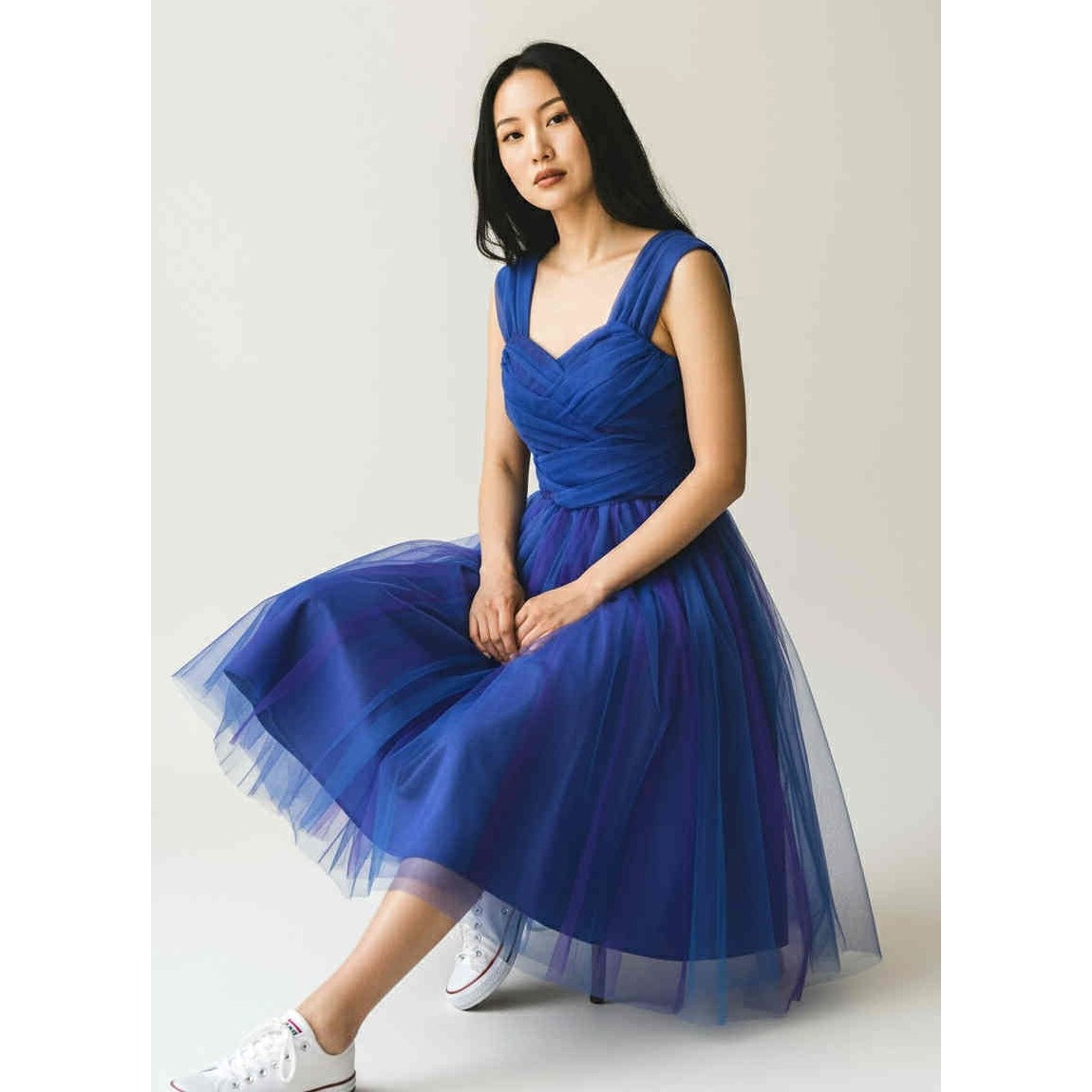 ONLY ONE!!! Vintage 1980s Blue Tulle Prom / Party Dress – Sweetheart Bodice & Full Skirt