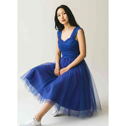 ONLY ONE!!! Vintage 1980s Blue Tulle Prom / Party Dress – Sweetheart Bodice & Full Skirt