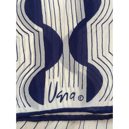 ONLY ONE!!! Vintage Vera Neumann 70s Blue White Mod Signed Silk Blend Scarf