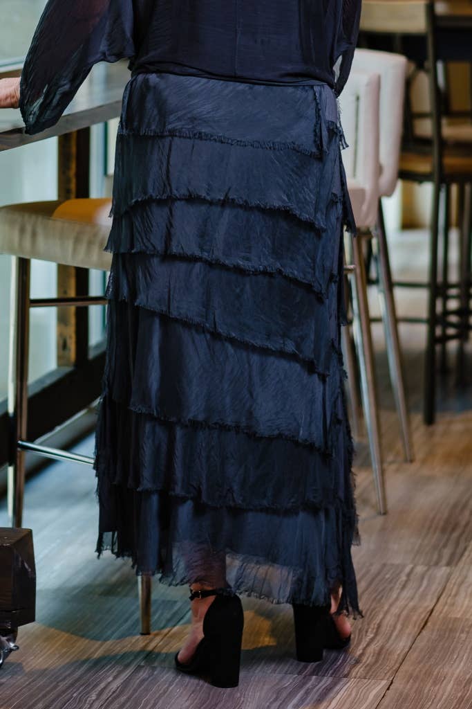 Elisa Silk Ruffle Skirt – Versatile One-Size Made in Italy