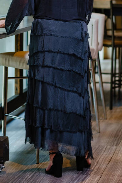 Elisa Silk Ruffle Skirt – Versatile One-Size Made in Italy