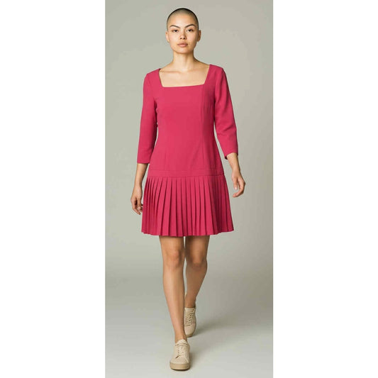 ONLY ONE!!! Vintage Hot Pink Pleated Drop Waist Dress – Barbiecore Ann Taylor Size 2