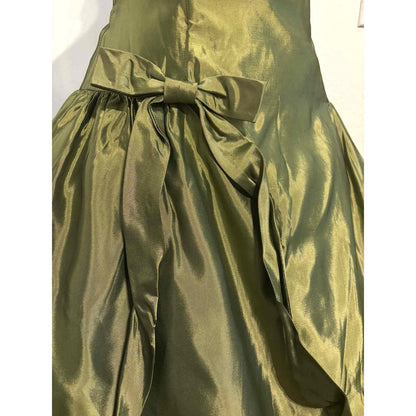 ONLY ONE!!! Vintage Jessica McClintock Green Taffeta Strapless Party Dress Size 8