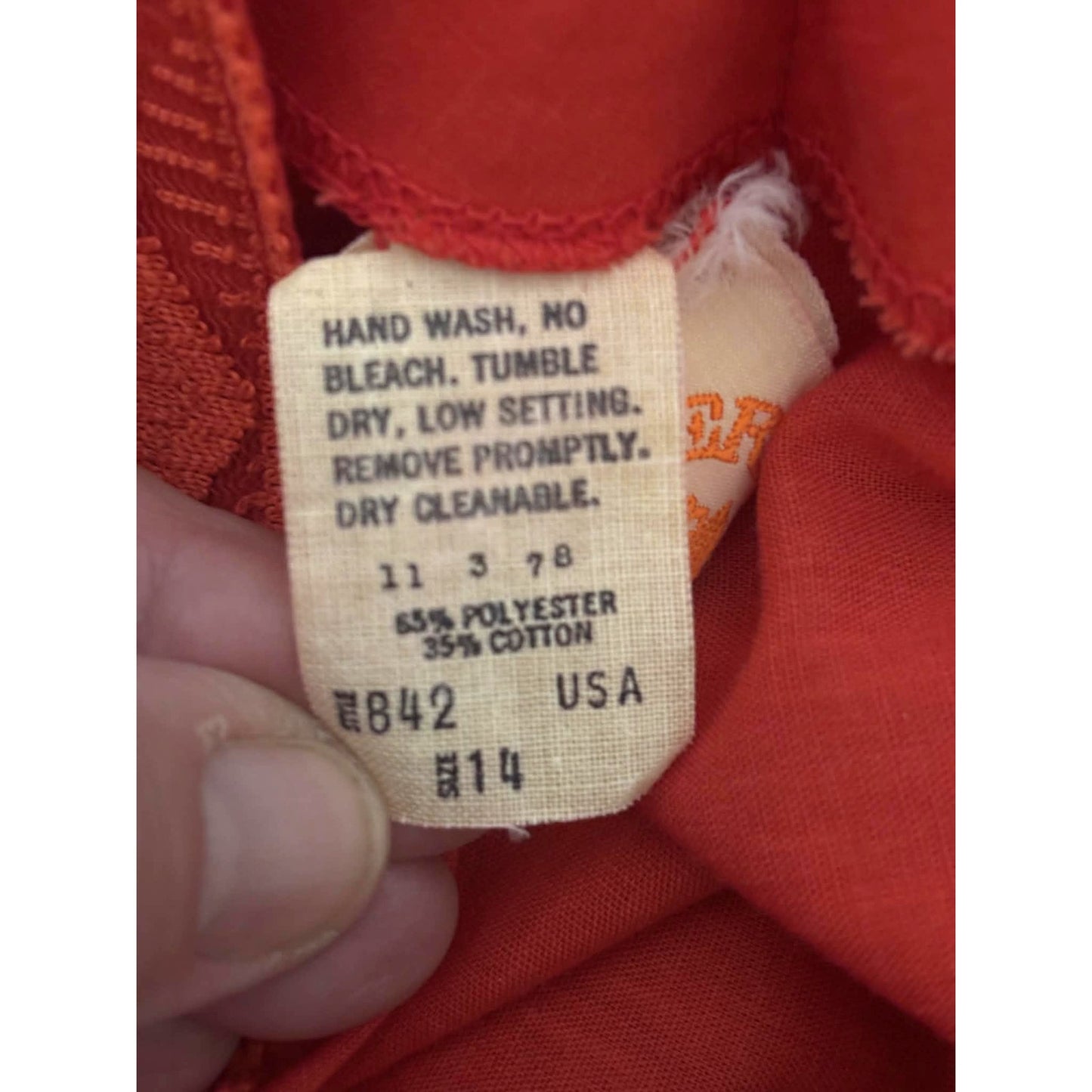 ONLY ONE!!! Vintage 1970s Partners Please Red Square Dance Dress ~ Size 14