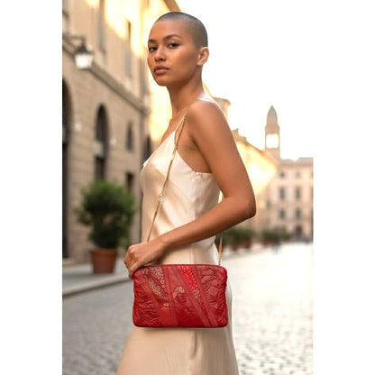 Vintage Carlo Fiori Red Leather Crossbody Clutch | Italy