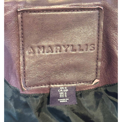 ONLY ONE!!! Amaryllis Distressed 100% Leather Moto Deep Jacket Purple Asymmetric Zip ~ Size S