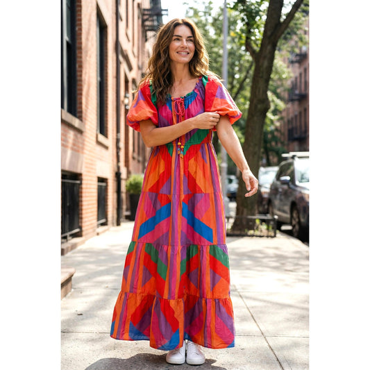 Farm Rio Colorful Geometric Maxi Dress – NWT Size L