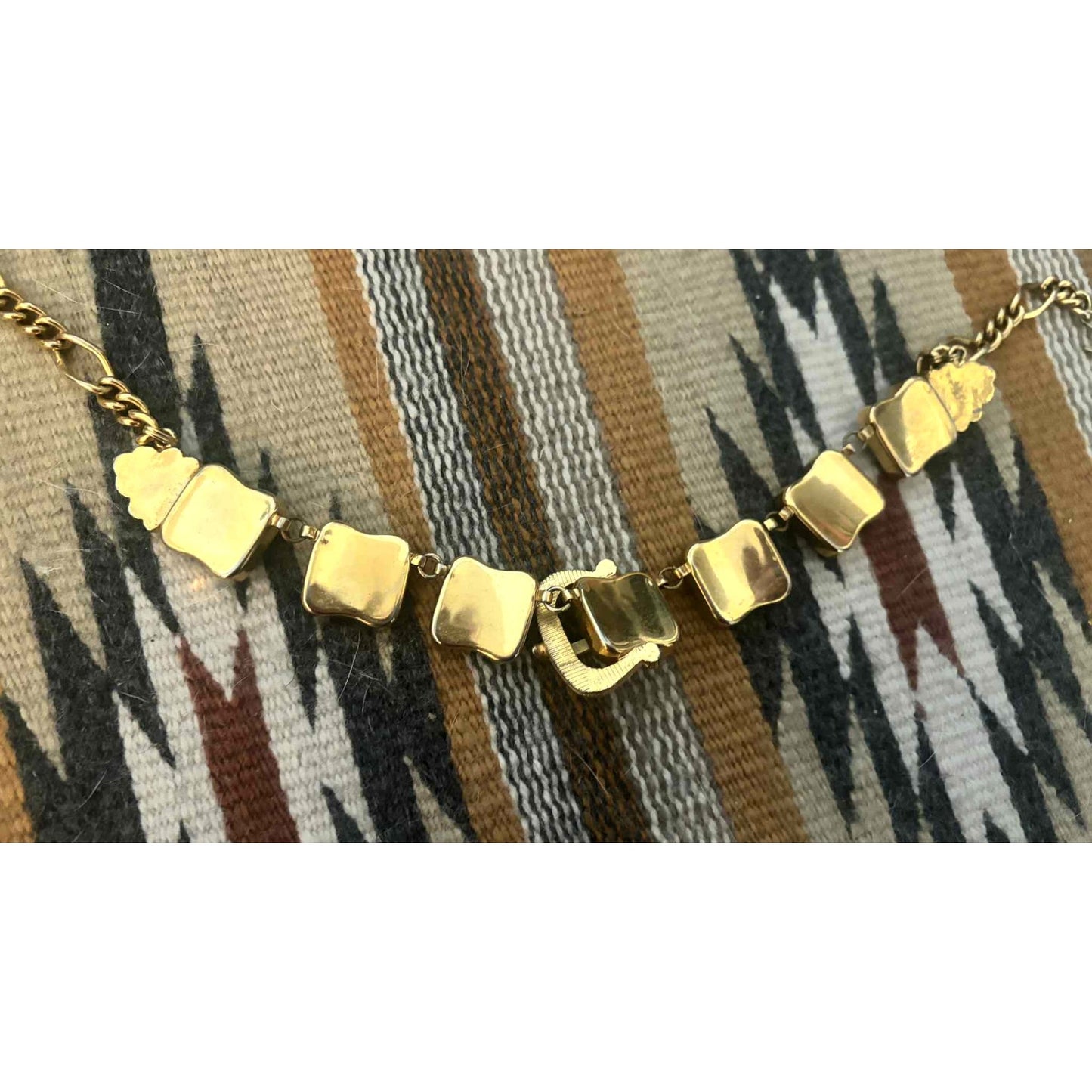 Vintage 1980s Black & Gold Statement Necklace & Earring Set