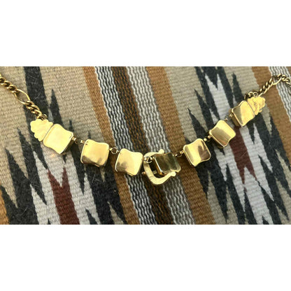Vintage 1980s Black & Gold Statement Necklace & Earring Set