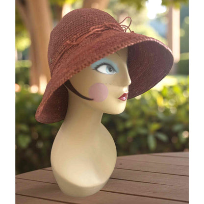 ONLY ONE!!! Helen Kaminski 100% Raffia Sun Hat in Burnt Orange ~ Handmade in Madagascar