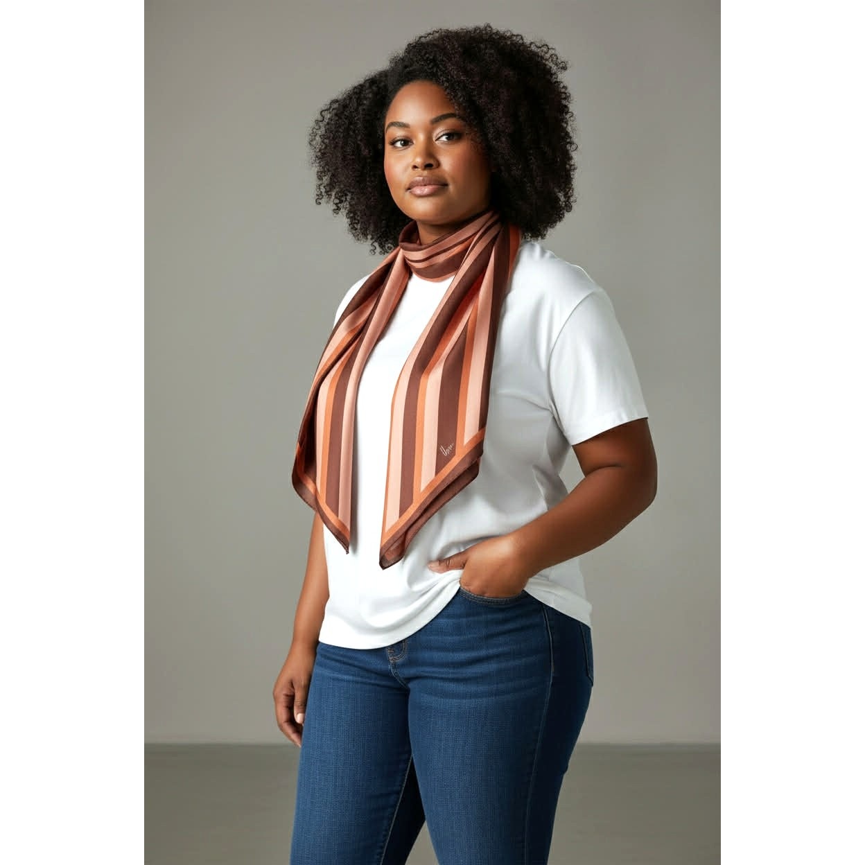 ONLY ONE!!! Vintage Signed Vera Neumann Signed Brown Orange Oblong Scarf