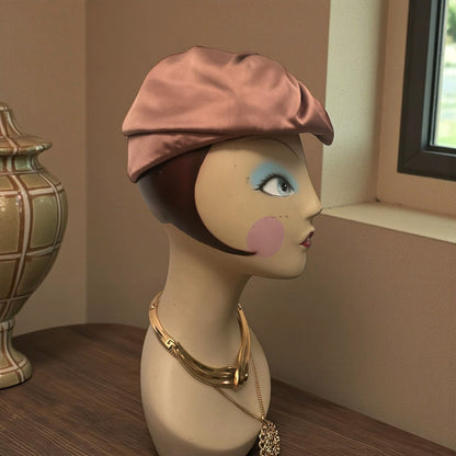 ONLY ONE!!! Vintage 1950s–60s Sculpted Satin Cocktail Hat Pillbox Hat ~ Size 22