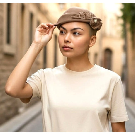 Vintage Italian Beaded Cocktail Hat by Lou Johnson