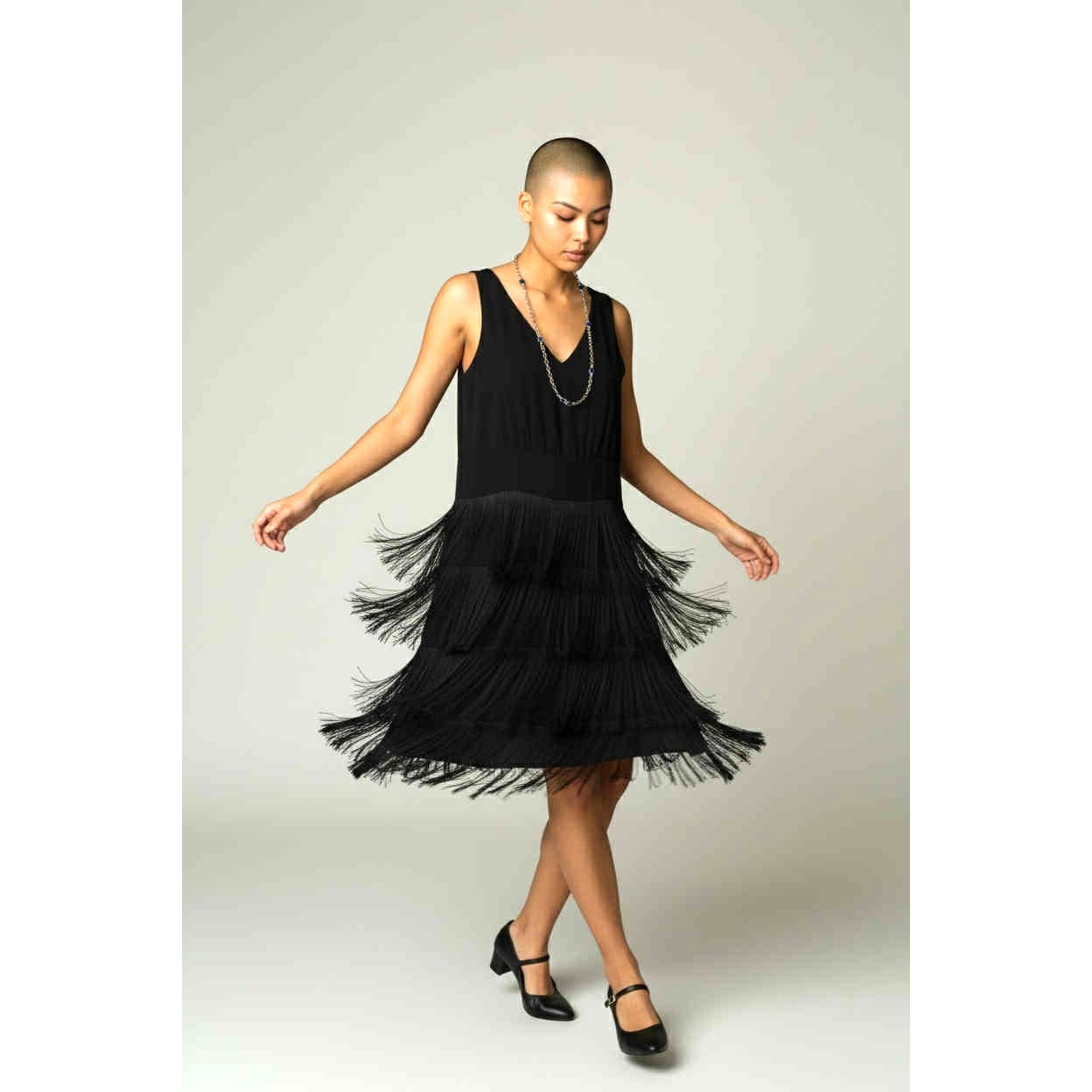 ONLY ONE!!! 1960s Lilli Diamond Black Crepe Fringe Party Dress – Vintage