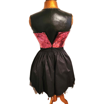 ONLY ONE!!! Vintage Betsey Johnson Pink & Black Sequin Party Dress ~ Size 4